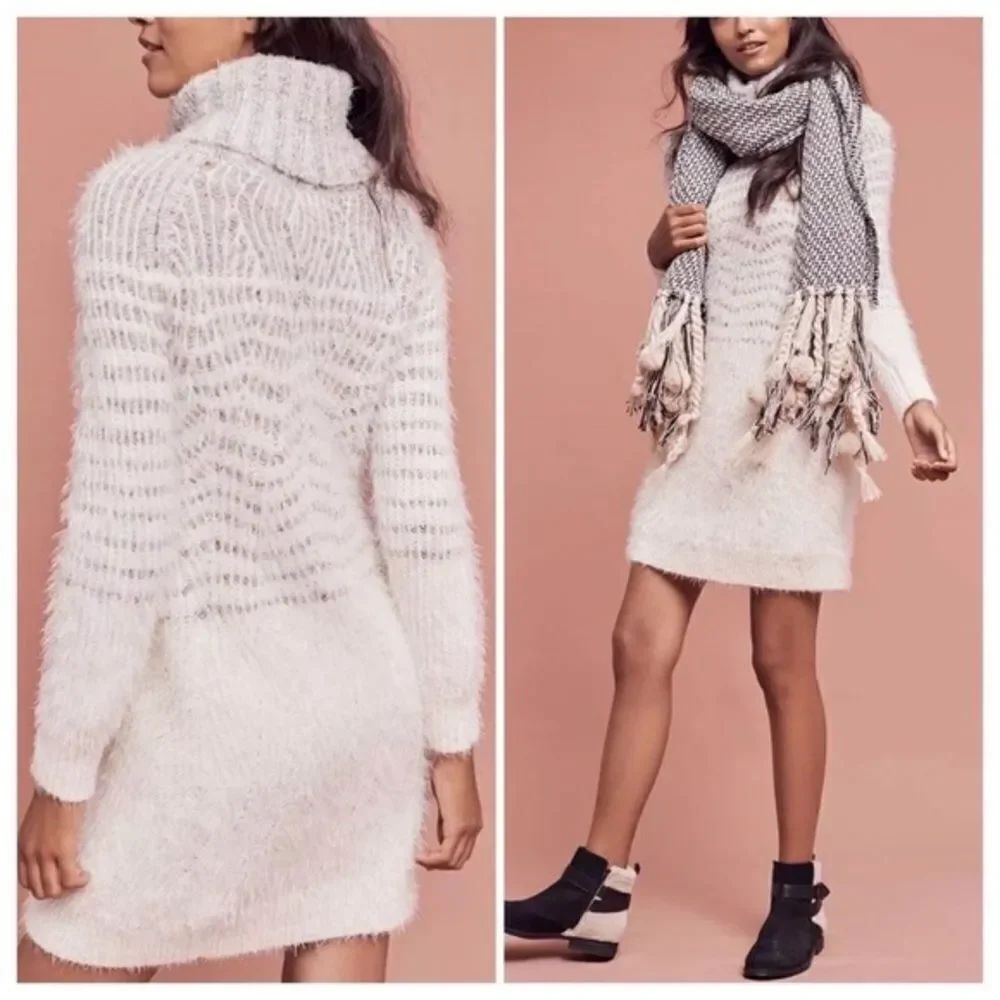 ✨HP✨Anthro Sleeping on Snow Eyelash Sweater Dress✨